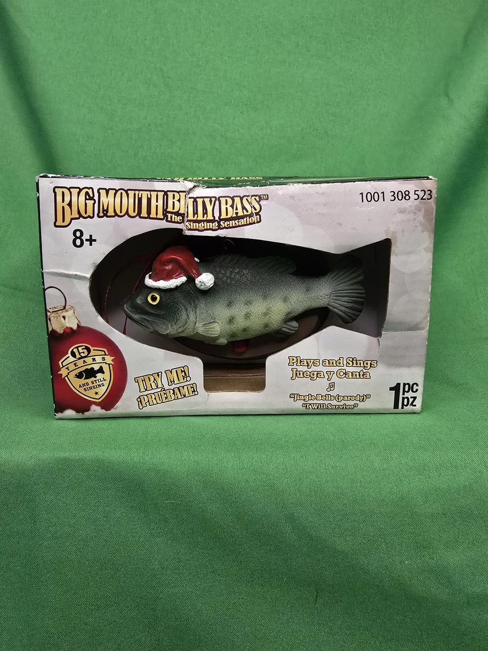 2015 Big Mouth Billy Bass Christmas Ornament Gemmy 15th Anniversary Working